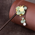 Yanting Women Hair Jewelry Glass Glazed Flower Chinese Hairpin Ethnic Hair Stick With Stone Tassel Bride Accessories Gift 0144