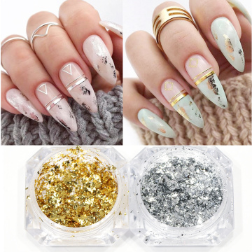 0.2g Gold Silver Luxury Nail Decoration Glitter Flakes Aluminum Foils Sequins Chrome Powder for Manicure Accessories GLCB01-08