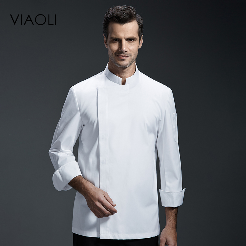 Viaoli Quality Chef Working Uniform Clothing Long Sleeve Men Food Services Cooking Clothes JacketsCoat Uniform Hotel Kitchen070