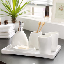 Bathroom Wash Accessory Nordic White Ceramic Soap Dispenser Bottle Mouthwash Cup Soap Dish Toothbrush Cup Home Washing Part