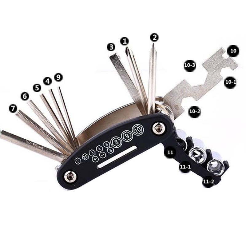 15 in 1 Multi Bicycle Repair Bike Tools Set Kit Hex Spoke Wrench Tire Repair Hex Allen Key Screwdriver Socket Extension Rod