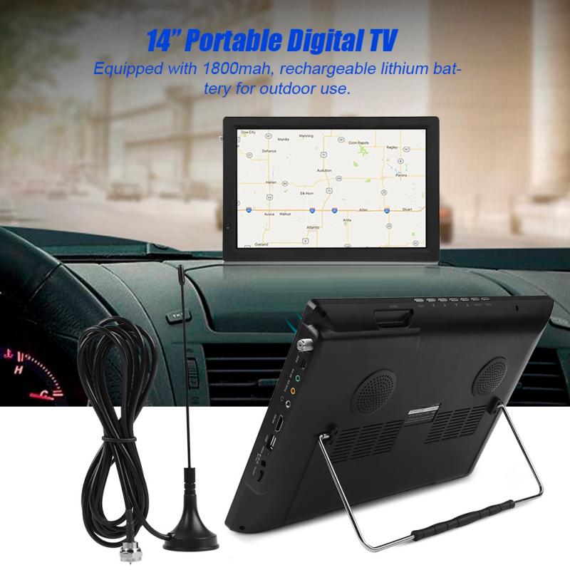 14inch Digital Television ATSC Portable TV 1080P HD HDMI-compatible Video Player 110-220V US for Home Car