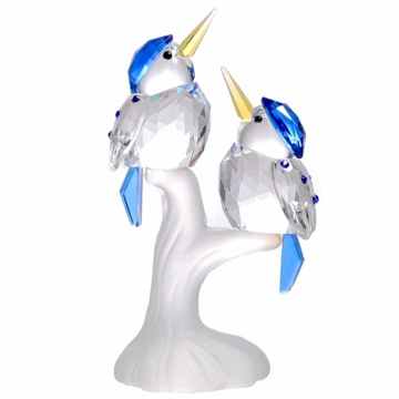 Couple Bird Crystal Crafts Glass Animal Kingfisher Figurines Miniatures For Home Decoration Collectible Xmas Gift Wedding Favors