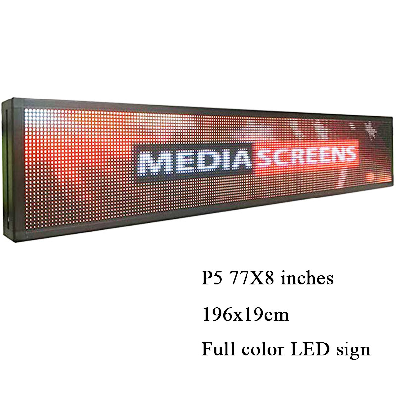 P5 LED Advertising Sign Outdoor Full Color Display 77"x8 ElectronicLED display Rolling message led sign for Business,Shop,Window