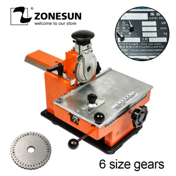 ZONESUN Embossing Machine ZX-360 Metal Sheet Manual Steel Aluminum Alloy Name Plate Stamping Machine Label Engrave Tool