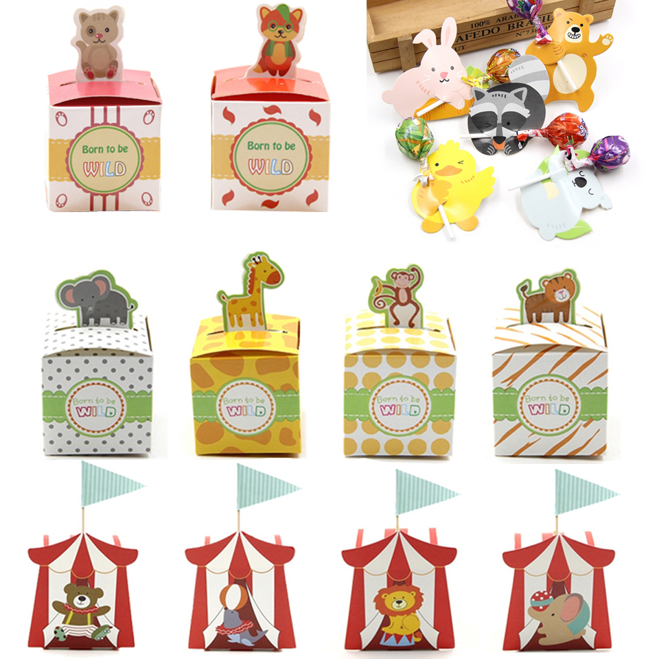 Multi Styles Paper Animal Candy Gift Boxes Jungle Theme Party Baby Shower Birthday DIY Cartoon Favors Decoration and Gifts