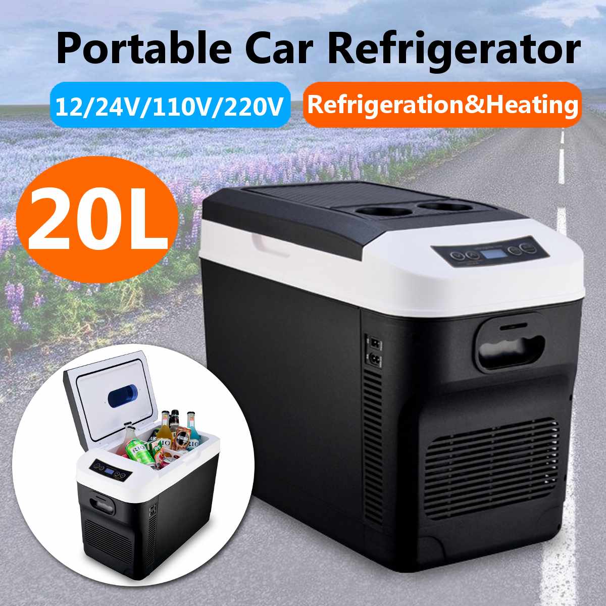 20L Home/Car Refrigerator Automoble Mini Fridge Refrigerators Freezer Cooling Box frigobar Food Fruit Storage Fridge Compressor