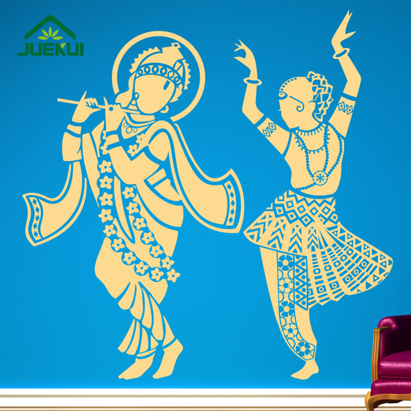 Radha Krishna Hindu God Decoration Wall Decals Bedroom Art Decor Vinyl Removable Wall Stickers for Living Room K427