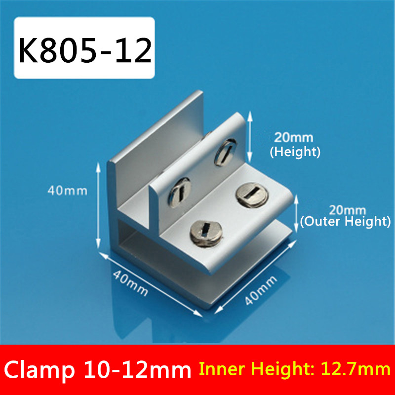 2pcs/lot Glass Clamp 10-12mm glass board Double Sides 90 Degrees L Style Aluminum Glass Clamps Shelves Support Bracket Clips