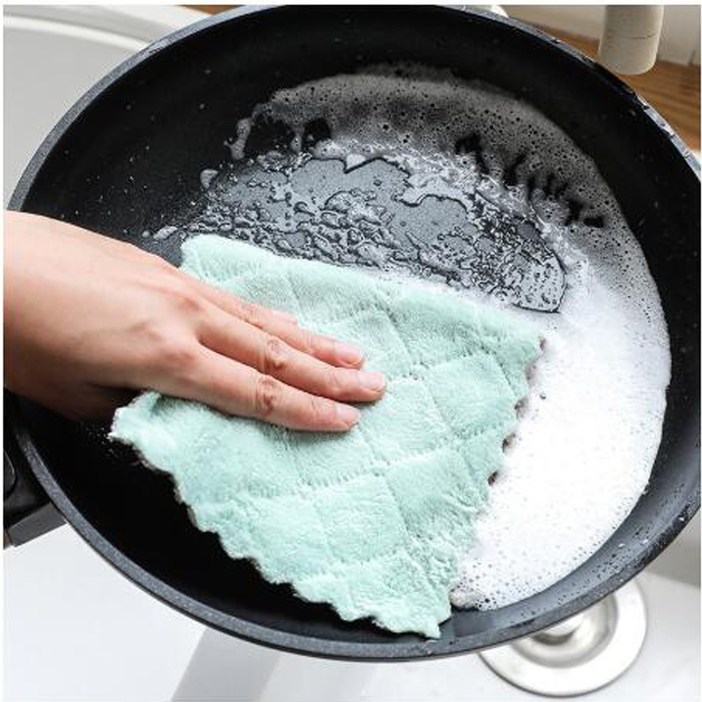 1/5PCS Cleaning Cloth For Washing Dishs Kitchen Double Side Super Absorbent Dishcloth Kitchen Towel Rags Scrub Tool