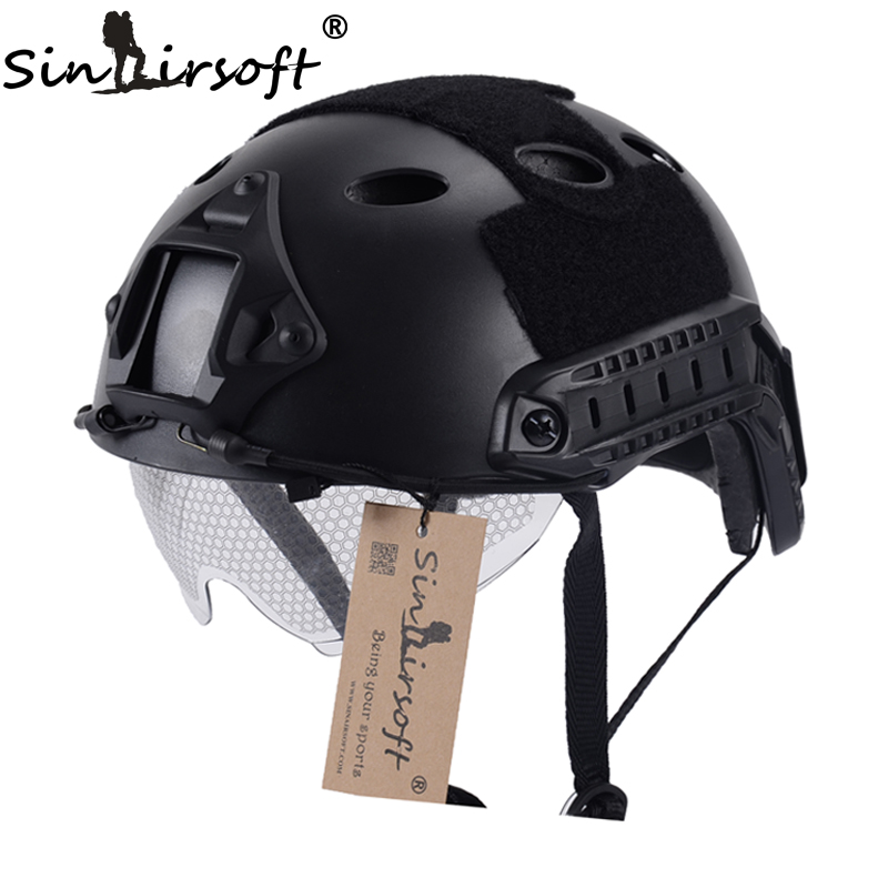 SINAIRSOFT Military Protection FAST Helmet With Protective Gear Goggle PJ Type Helmet Jump Tactical Helmet Airsoft Sports Safety