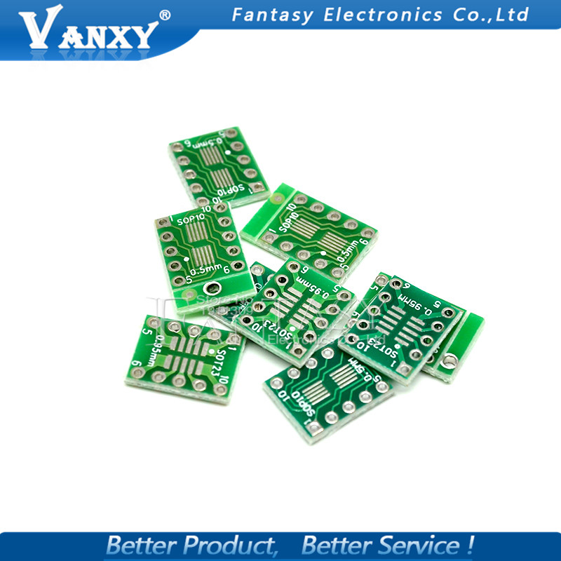 10PCS SOT23 MSOP10 SOP-10 UMAX to DIP10 PCB Transfer Board DIP Pin Board Pitch Adapter