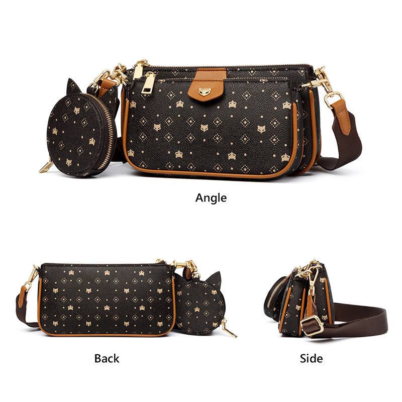 FOXER 2020 New 3 in 1 Crossbody Monogram Bags Signature Women Bag Removable Coin Purse PVC Leather Female Fashion Shoulder Bags