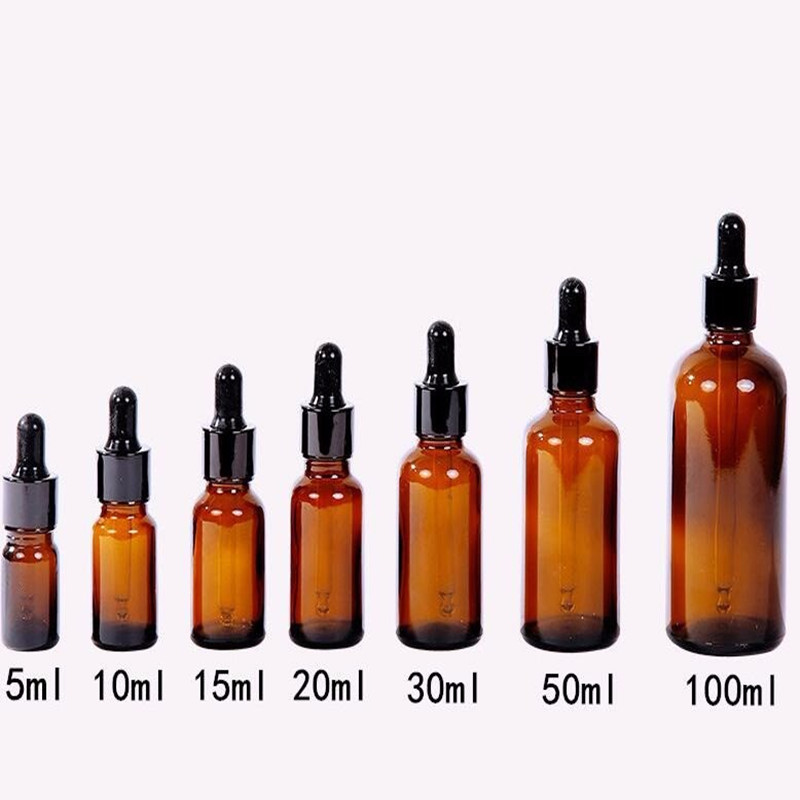 5/10/15/20/30/50 ml Amber Glass Liquid Reagent Pipette Bottle Eye Dropper Drop Aromatherapy Storage Jar Bottles