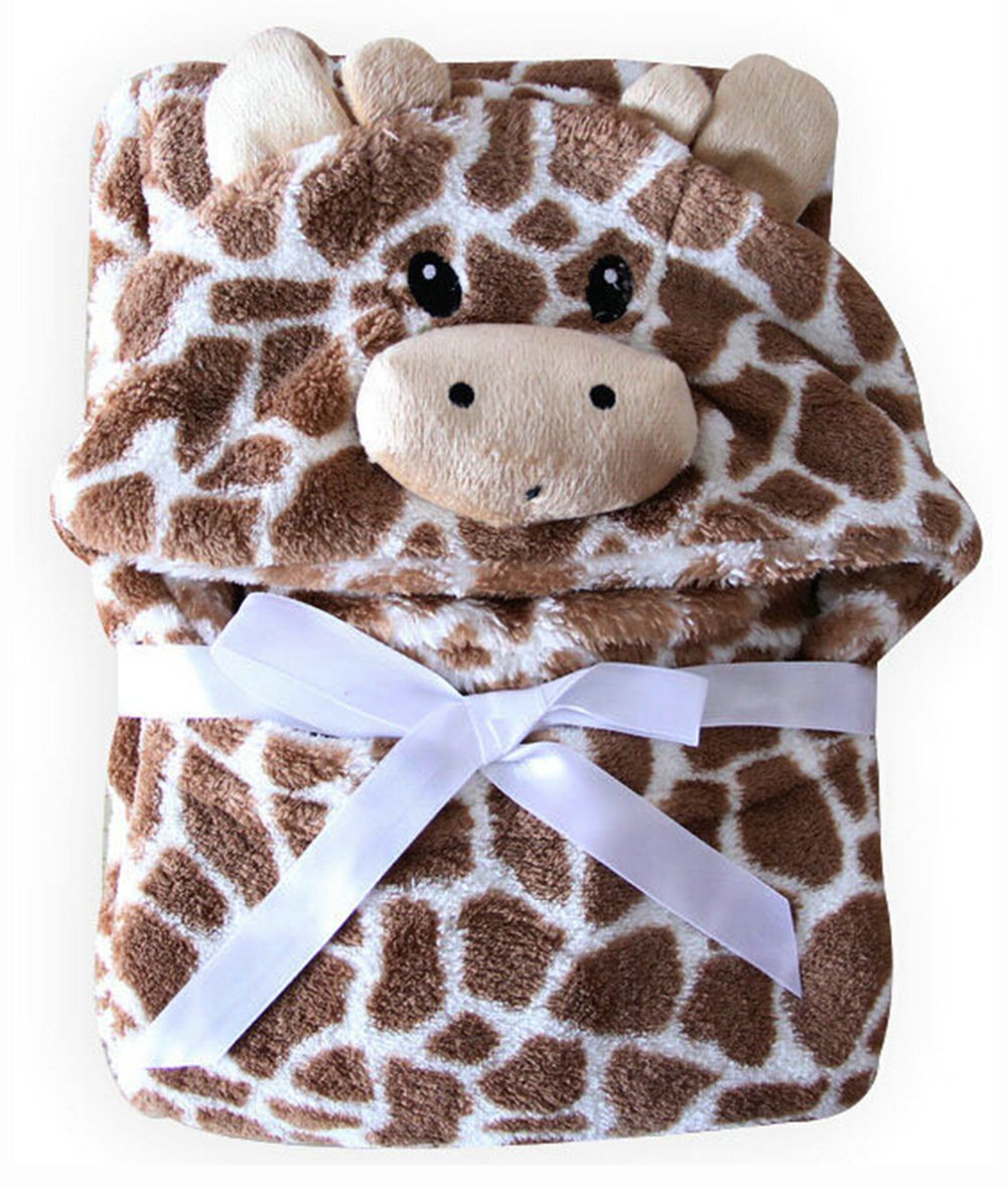 100cm Cute Baby Hooded Bathrobe Soft Infant Newborn Baby Cartoon Giraffe Bear Shaped Towel Blanket Baby Bath Towel Washcloth