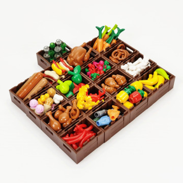 Full Set DIY Building Blocks Food Bread Fish Fruit Roast Chicken Toys MOC Parts City Accessories Bricks Compatible All Brands