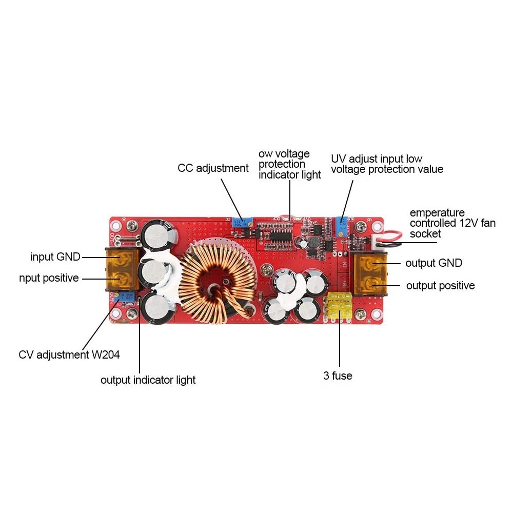 DC-DC Converter Module Boost DC Step Up Voltage Regulator CC CV Stabilizer Power Supply Module 10-60V to 12-97V 1500W 30A