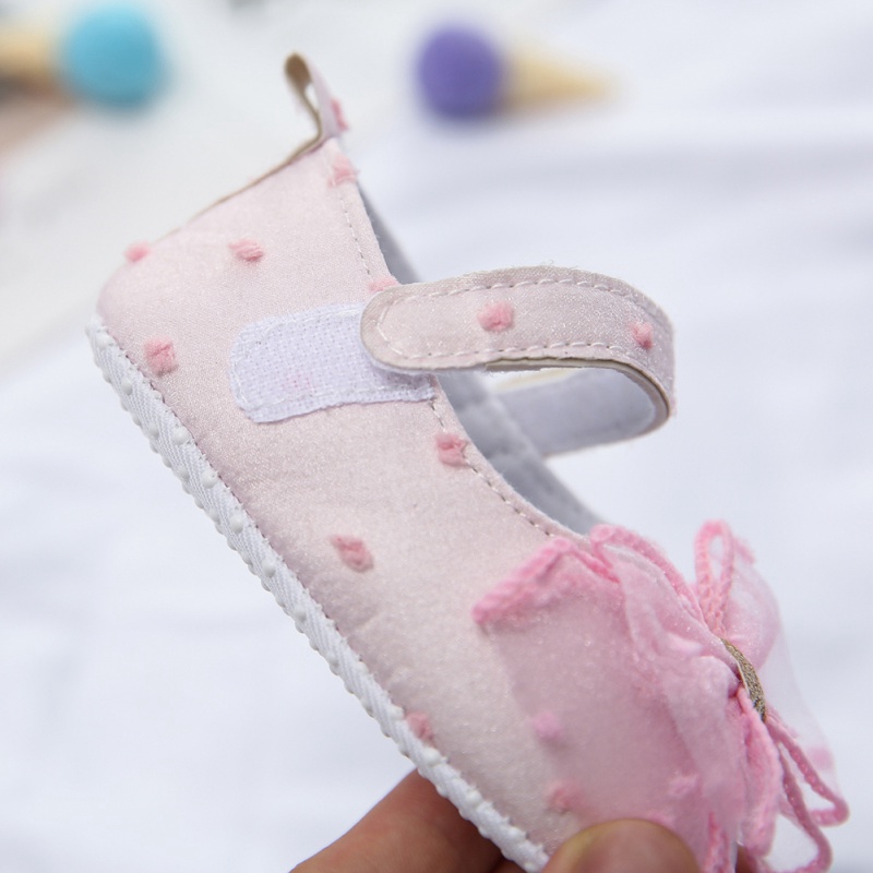 Baby Shoes Baby Girl Soft Shoes Shallow Princess First Walkers Cute Mesh Bow Non-slip Fashion Crib Prewalkers Shoe12