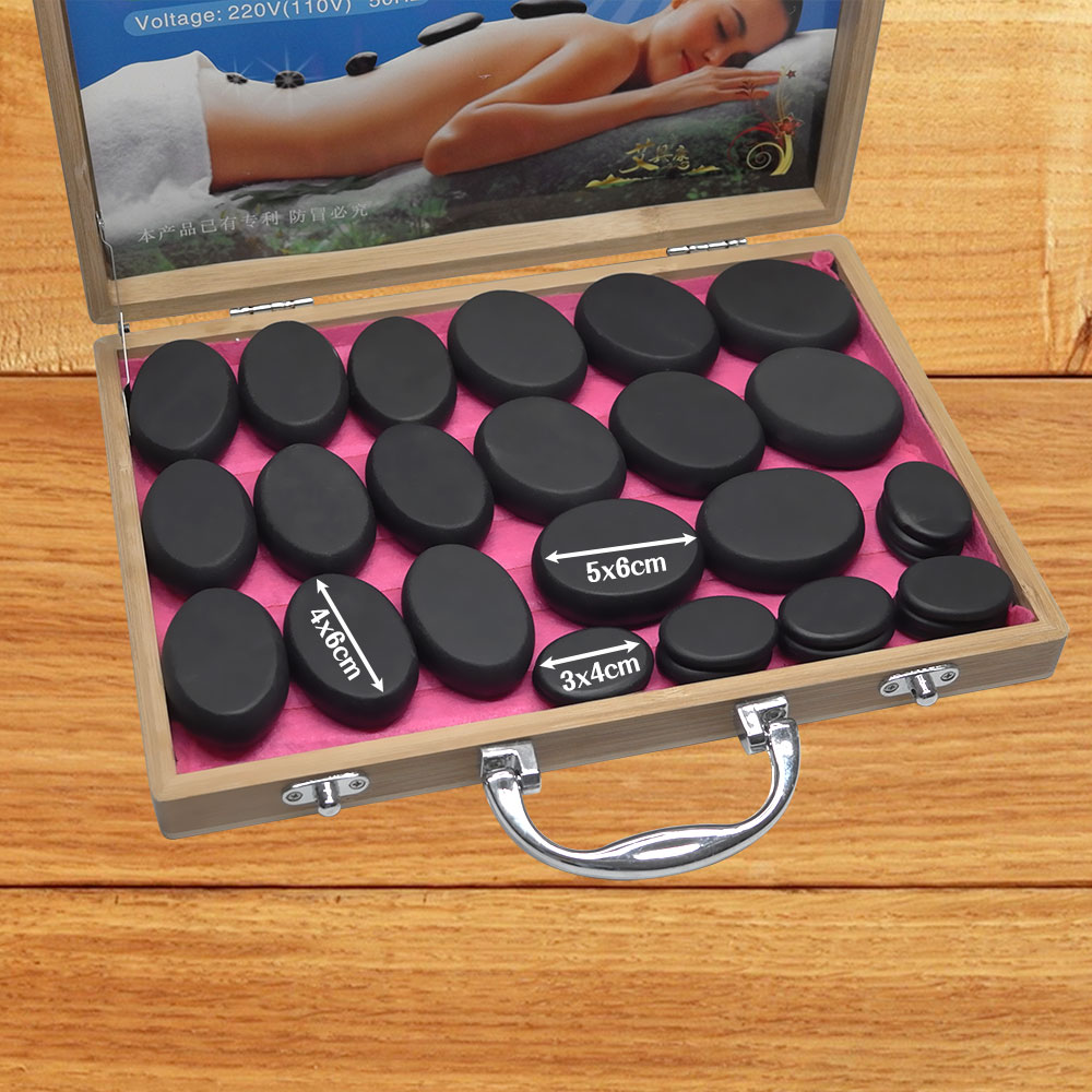 Tontin 31pcs/set hot stone massage set tool basalt massage stones 220V/110V bamboo heater box CE ROHS Round stone massager