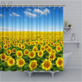 Yellow Country View Bathroom Curtain Sunflower Printed Shower Curtain Polyester Fabric Bathtub Curtain Bathroom Shower Sets