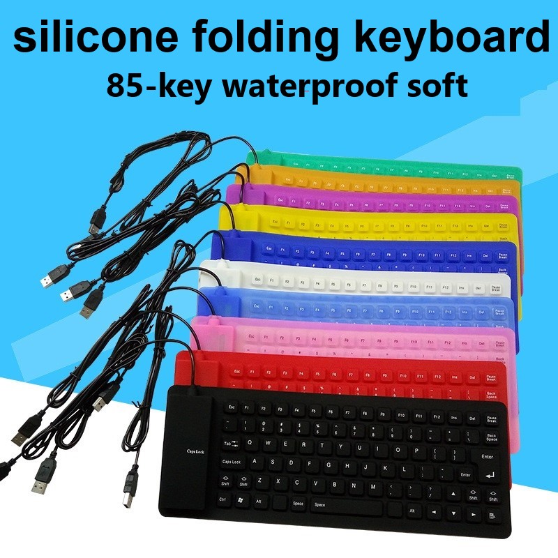 85 Keys Portable Mini USB Keyboard Flexible Waterproof Soft Silicone Gaming Keyboard Tablet Foldable Computer Keyboard Laptop