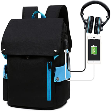 Large Capcity Mens School Backpack Laptop Bag with USB Charging Port
