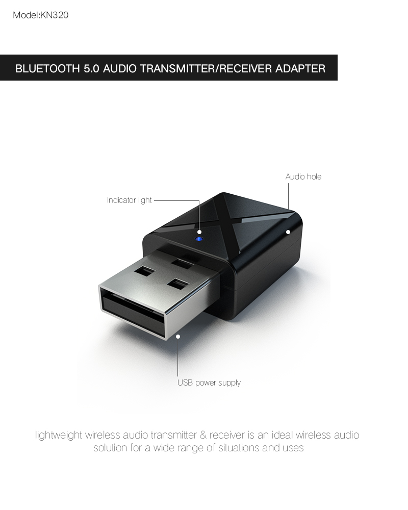 Bluetooth 5.0 Transmitter Receiver Mini 3.5mm AUX Stereo Wireless Bluetooth Adapter For Car Audio Bluetooth Transmitter For TV