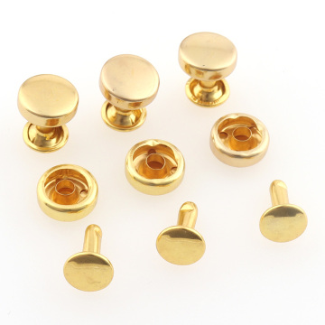 100sets 10mm Metal Double Cap Side Round Rapid Rivet Gold Leather Wallet Garment Shoe Clothes Decorative DIY Nailhead Spike Stud