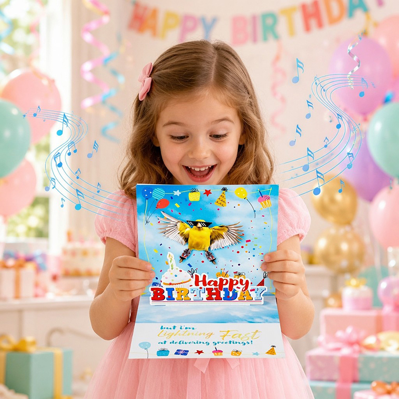 dancing bird birthday card