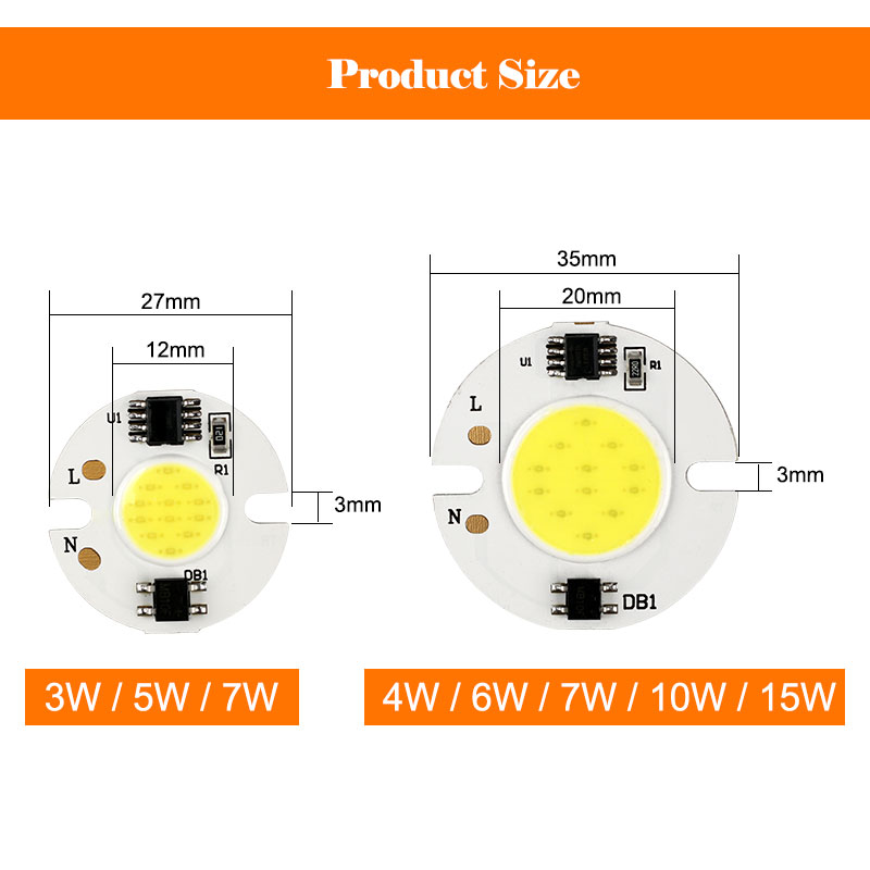 COB LED Chip Lamp 3W 5W 7W 10W 20W 30W 50W Smart IC Light Beads 220V 240V DIY For LED Bulb Floodlight Spotlight
