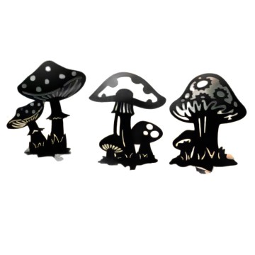 Elegant Iron Garden Ground Plugs with Mushroom Design