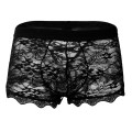 Men's Sexy Underwear Lace Transparent Mesh Low Waist Boyshort Thong Seamless Hollow Out Briefs Panties Mens lingerie