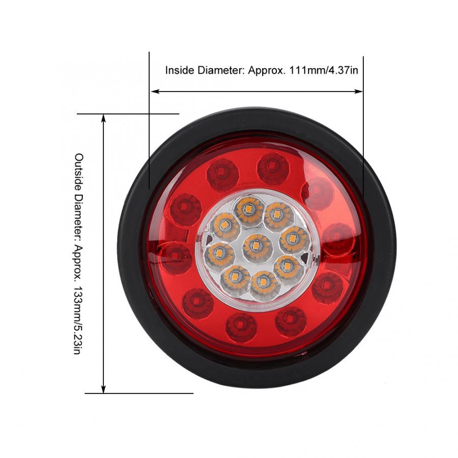 2pcs DC 12V/24V Waterproof Super Bright Trailer Round 19 LED Taillight Dual Color Rear Tail Light Lamp