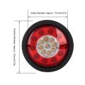 2pcs DC 12V/24V Waterproof Super Bright Trailer Round 19 LED Taillight Dual Color Rear Tail Light Lamp