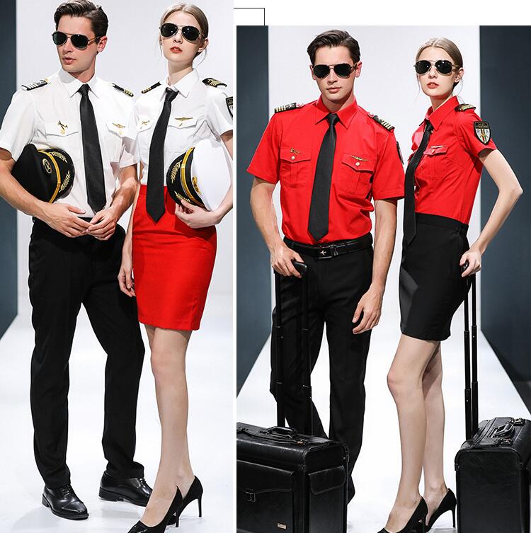 Hotel KTV Bar Waiter Workwear Cosplay Short sleeve Summer Clothing AirLine Captain Stewardess Standard Suits Student Uniform