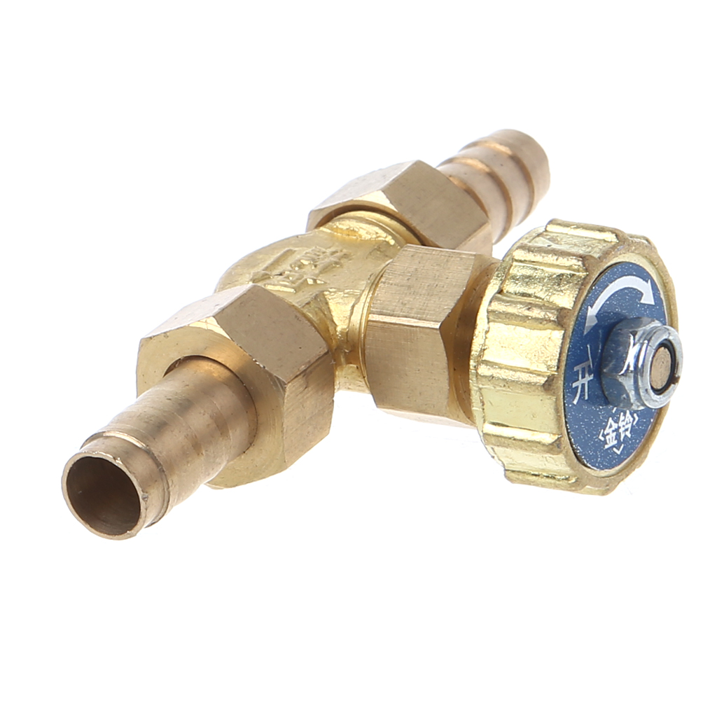 Elbow Brass Needle Valve 10mm Propane Butane Gas Adjuster Barbed Spigots 1 Mpa
