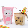Cartoon Cat Pencil Case Kawaii Animal Canvas Pencil Bag Cute Pen Box For Kids Gift Creative Stationery Organizer School Supplies