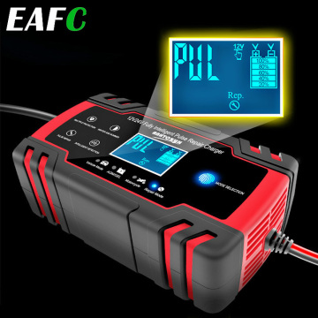 Car Battery Charger 12/24V 8A Touch Screen Pulse Repair LCD Battery Charger For Car Motorcycle Lead Acid Battery Agm Gel Wet