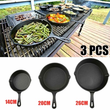 3Pcs/Set Cast Iron Non-stick 14-26CM Skillet Frying Pan for Gas Induction Cooker Eggs Pancake Pot Kitchen&Dining Tools Cookware