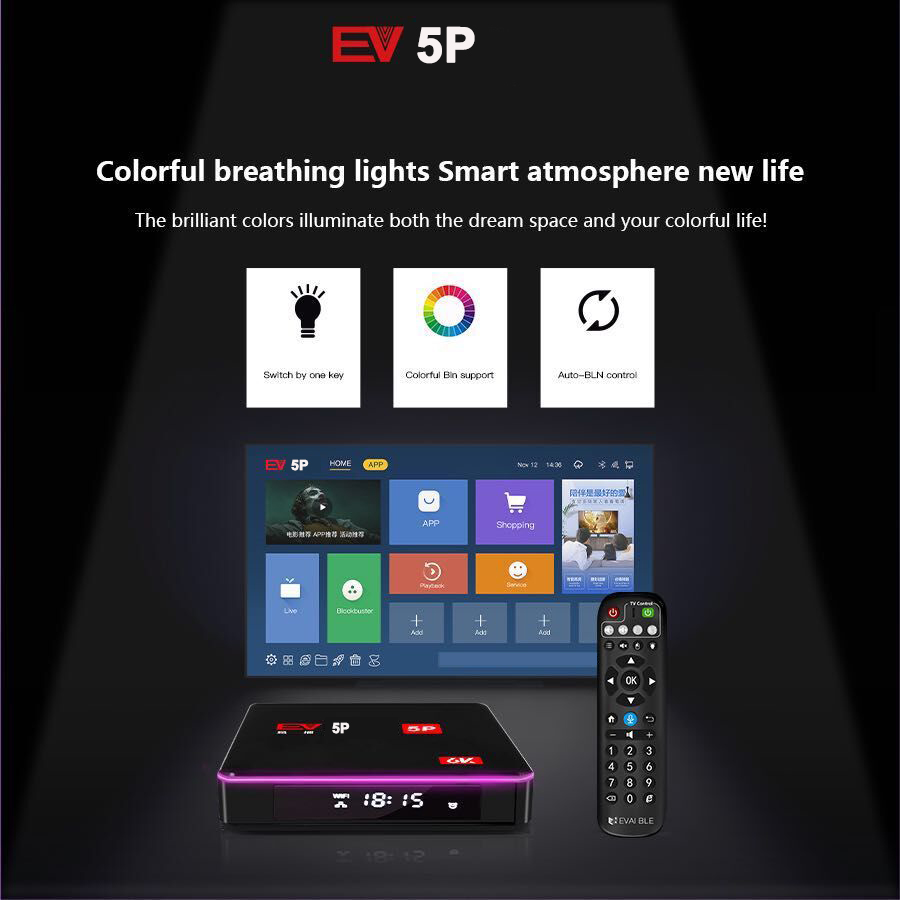 [Genuine] 2021 EV tvbox 5P 6K AI VOICE dual WIFI smart tv box hot sell in Japan Korea USA Canada NZ AUS pk evpad plus