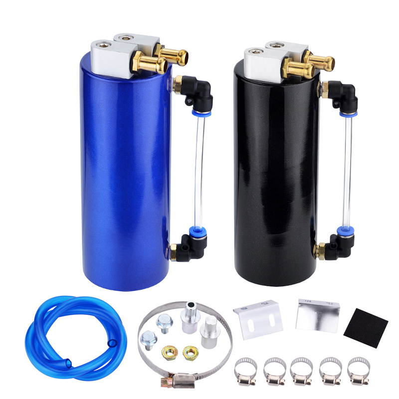 SPEEDWOW Universal 450ml Aluminum Racing Oil Catch Tank Can Round Can Reservoir Turbo Oil Catch Can Fuel Catch Tank