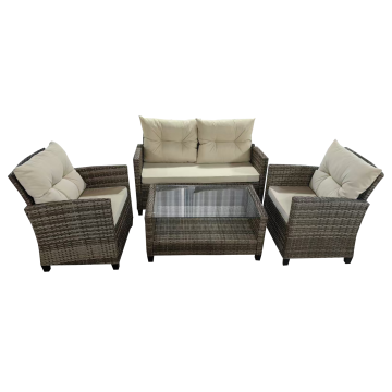 Mixed‑Brown PE Rattan Patio Gathering Kit
