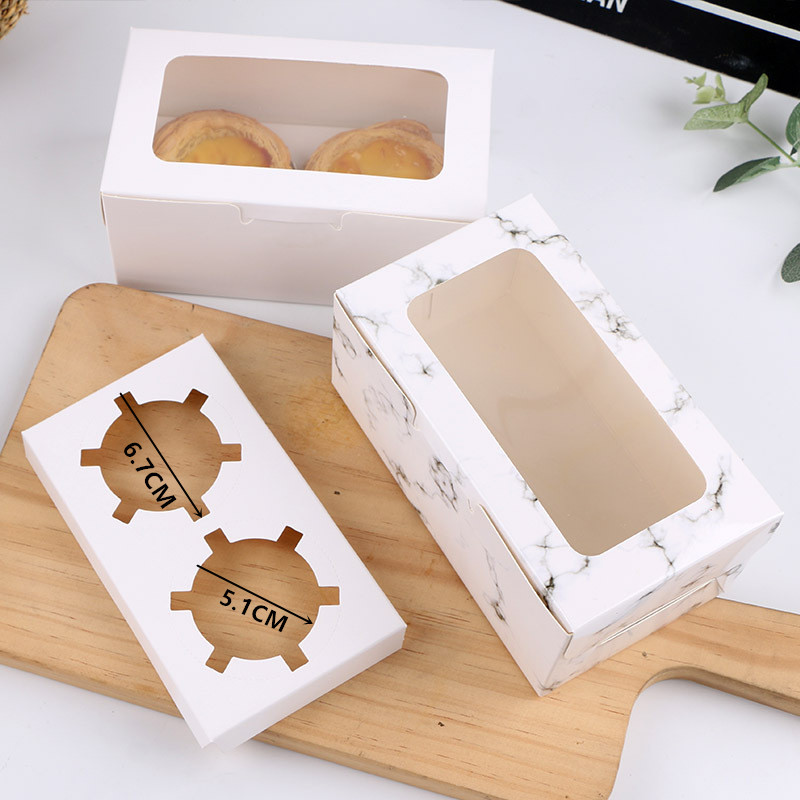 15Pcs 2/4/6 Cavities Marbling Cupcake Boxes and Packaging Cake Cookie Boxes with Window Muffin Dragees Holder Dessert Containers
