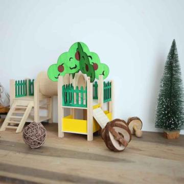 Wooden Amusement Toys,Hamster House with Fences and Tunnel,Ladders ,House and Toy for Guinea Pigs, Chinchillas, Hamsters, Gerbil