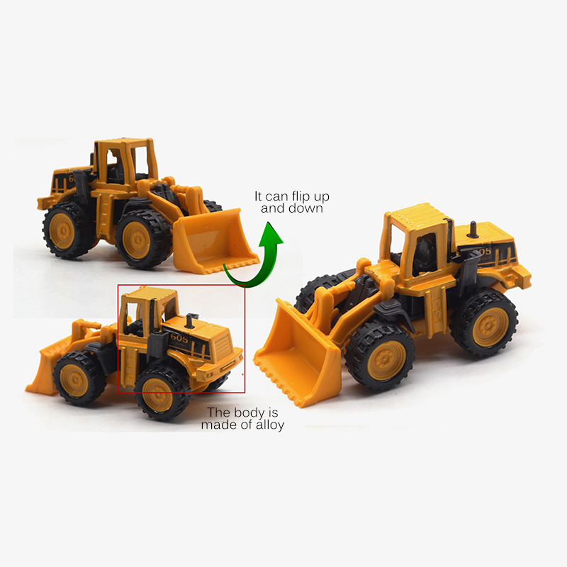8 Alloy Engineering Mini Vehicle Model Set Excavator Cart Cargo Truck Bulldozing Car Toy With Carry Function