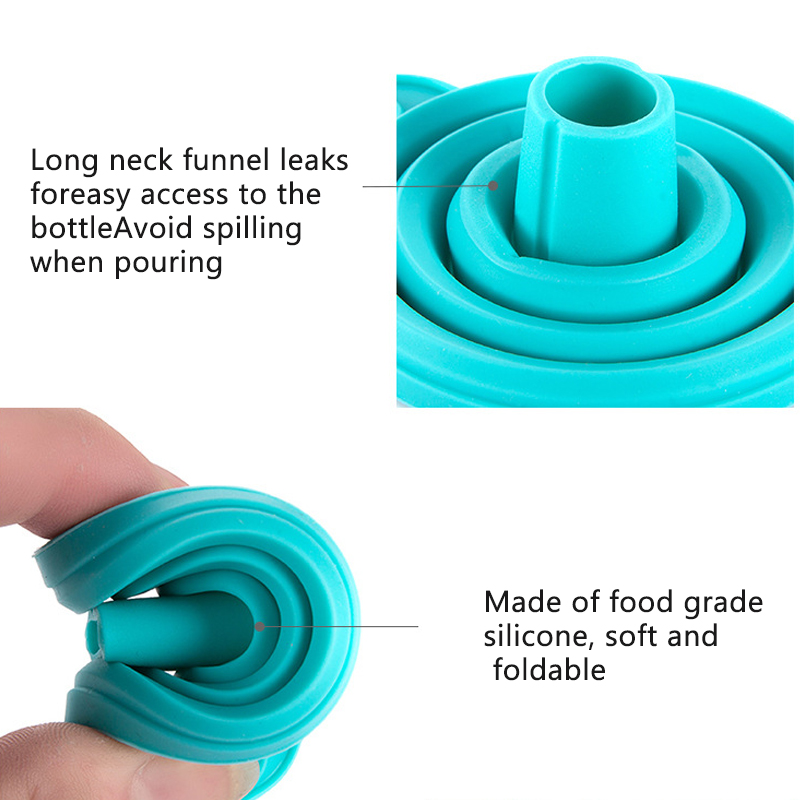 Food Grade Silicone Folding Funnels Kitchen Specialty Tools Collapsible Funnels Inverted Cooking Oil Aid High Quality Thick