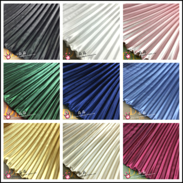 1psc Electro-optic clothing pleated fabric multicolor stripes accordion silk satin crushed through dress fabric