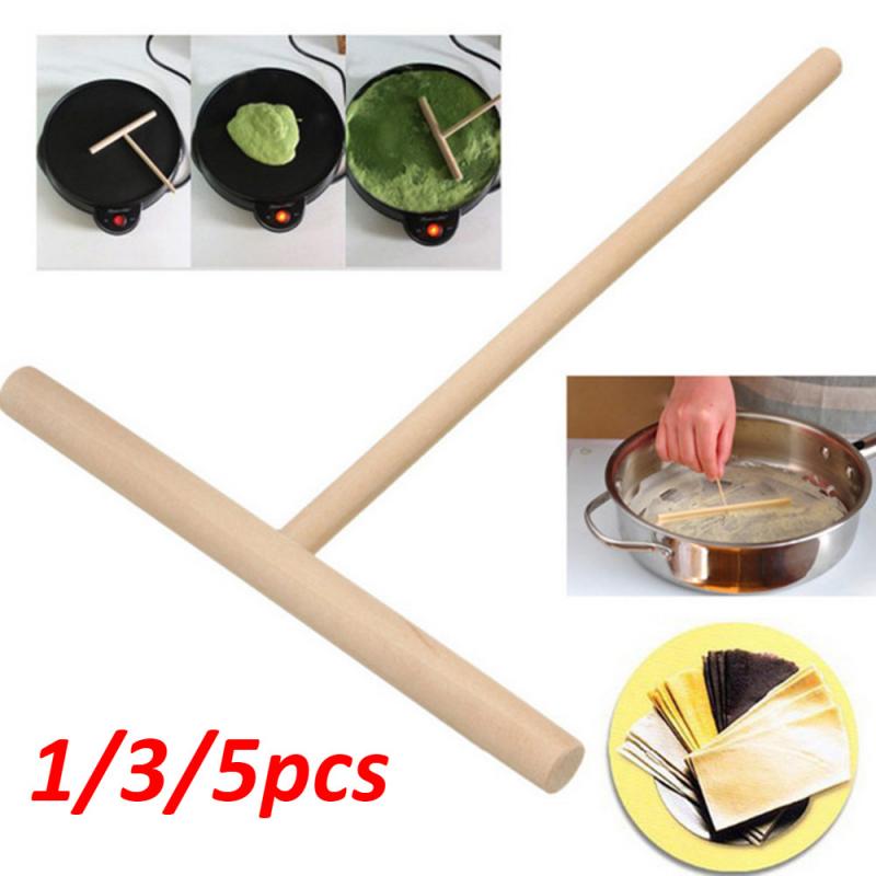 1/5Pcs Chinese Wooden Crepe Maker Pancake Batter Spreader Multi-functional Cake Kit DIY Home Kitchen Bar Tool Pie Tools