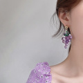 Japanese Cute Sweet Purple Grape String Pendant Earrings Creative Design Small Fresh Fruit Purple Jewelry Wedding Party Jewelry