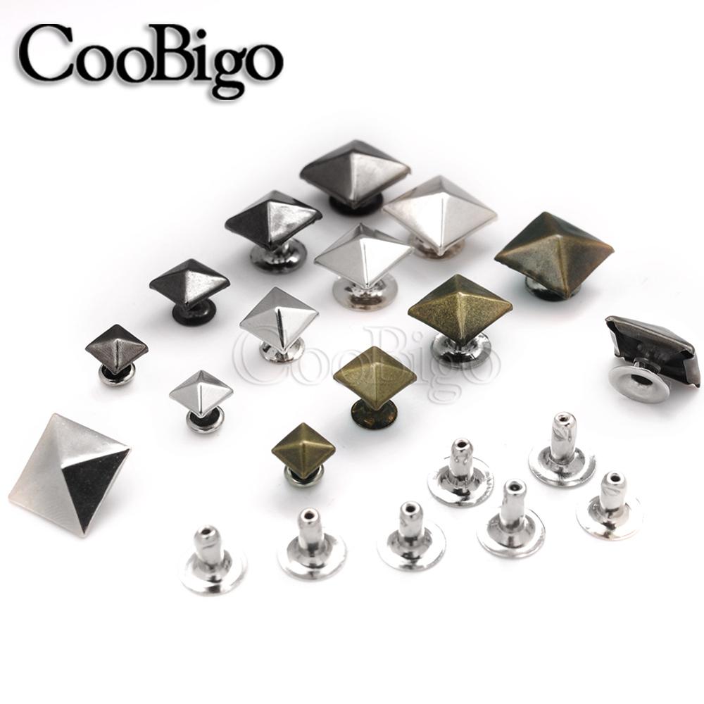 50pcs Pyramid Square Base Spikes Punk Garment Rivet Cap Stud For Hat Jeans Shoes Leather Cap bag Diy Craft Accessory